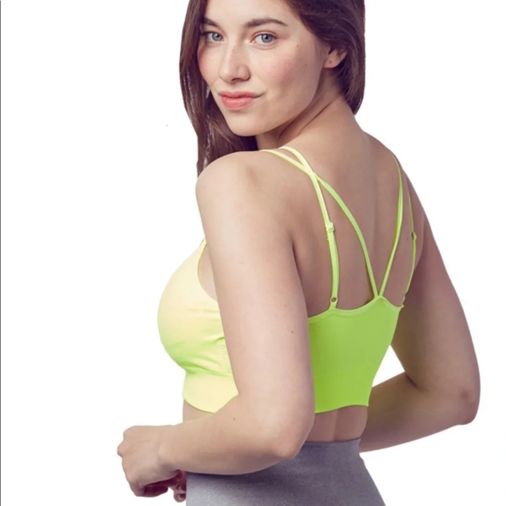 Strappy sports bralette bra neon green - Picture 3 of 4